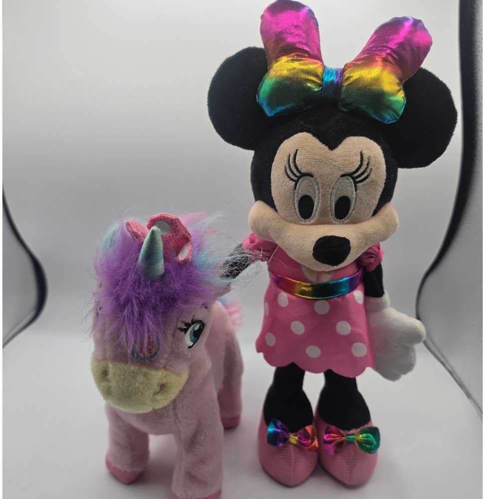 Disney Minnie Mouse Walk and Play Pink Polka Dot Dress with Unicorn Plush Set